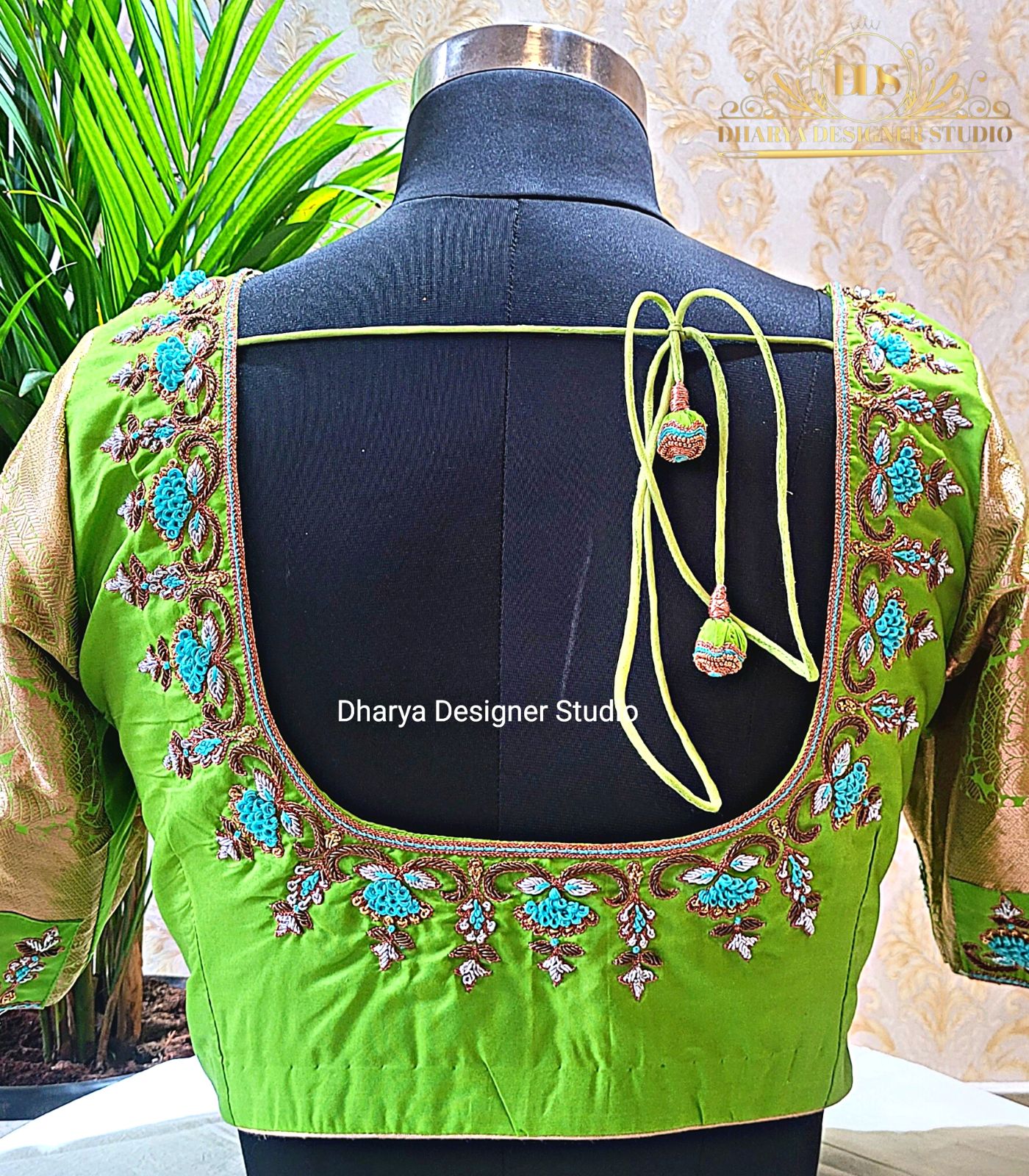 Buy simple aari work blouse designs online | Dharya Studio