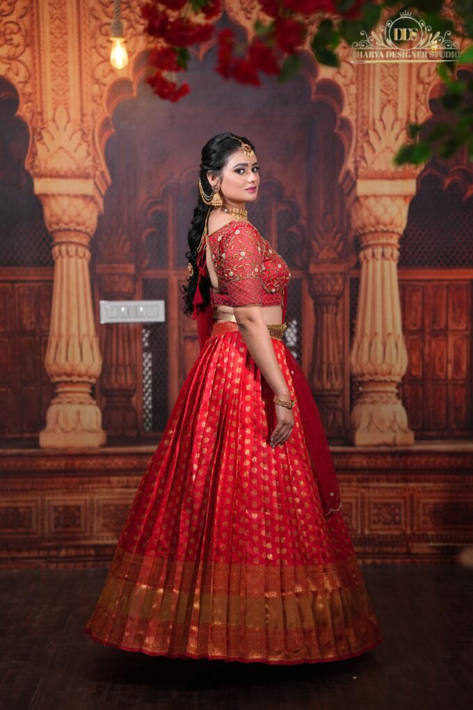 Red Bridal Half Saree