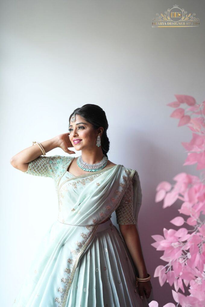 Pastel Blue Half Saree